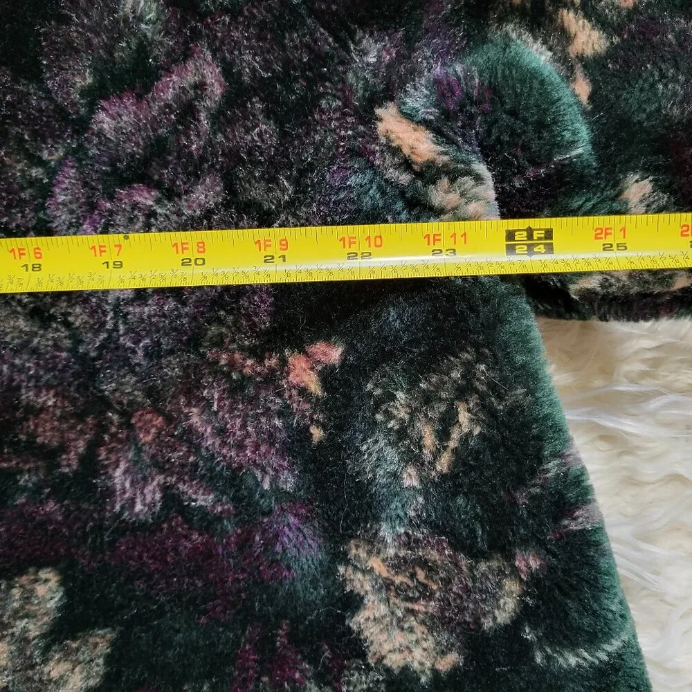 Vintage Monterey Fashions Faux Fur Black Leaf Swing Coat Jacket Medium - Picture 10 of 15